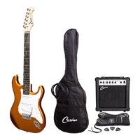 CASINO 6 String Strat-Style Electric Guitar Pack in Gold Metallic with a 15 Watt Amplifier