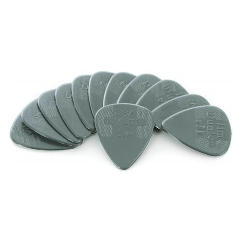 JIM DUNLOP PLECTRUMS 1.00mm Nylon Greys Players 12 Pack Picks