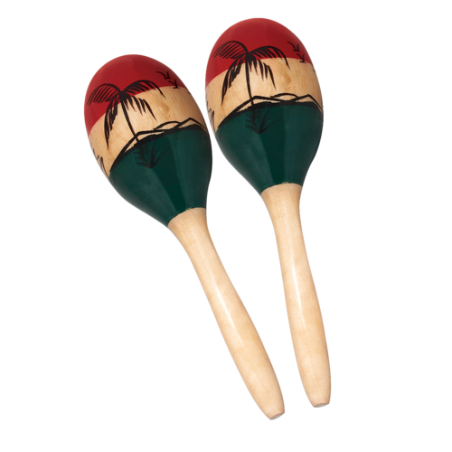 CPK Maracas Oval Wood Tropical Design Pair ED764
