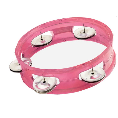 CPK ED270PK 06 INCH TAMBOURINE TRANSPARENT  RIM 05 PAIR JINGLES PINK