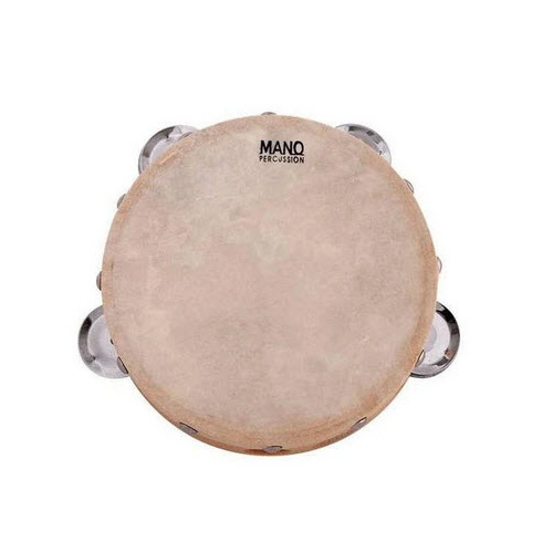 MANO ED615 06 INCH TAMBOURINE WOOD 4 PAIRS JINGLES CALF SKIN