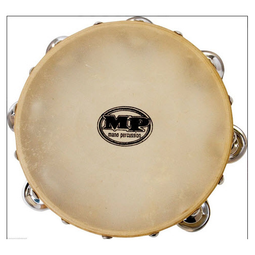 MANO ED616 08 INCH TAMBOURINE WOOD 7 PAIRS JINGLES CALF SKIN