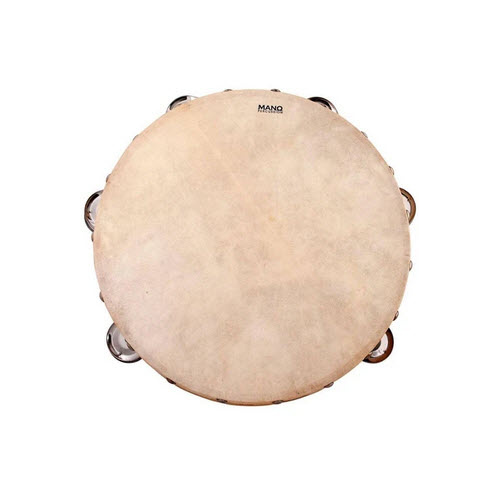 MANO ED617 10 INCH TAMBOURINE WOOD 9 PAIRS JINGLES CALF SKIN