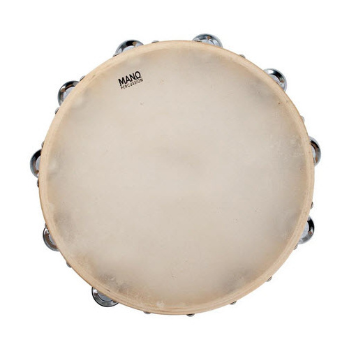 MANO ED614 12 INCH TAMBOURINE 18 PAIRS JINGLES CALF SKIN