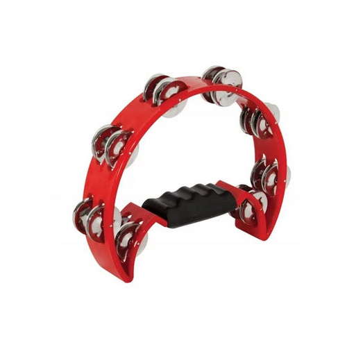 MANO TMP11R 1/2 MOON TAMBOURINE 16 PAIRS SINGLE ROW JINGLES RED