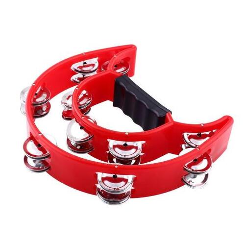 MANO TMP13R Double 1/2 Moon Tambourine with 10 Pairs Double Row of Jingles in Red