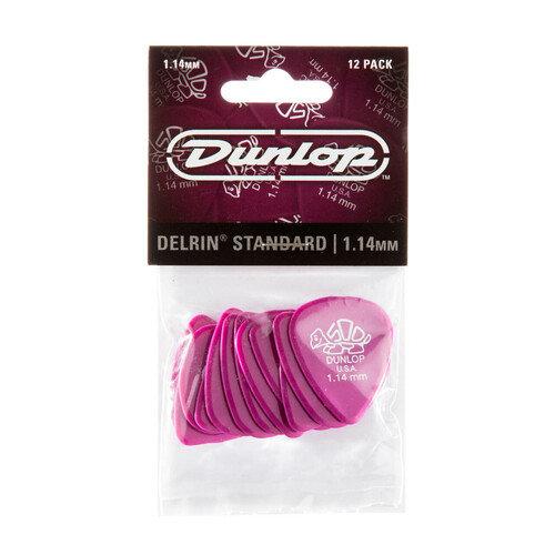 JIM DUNLOP PLECTRUMS 1.14mm Delrin 500 Standards Players 12 Pack Picks