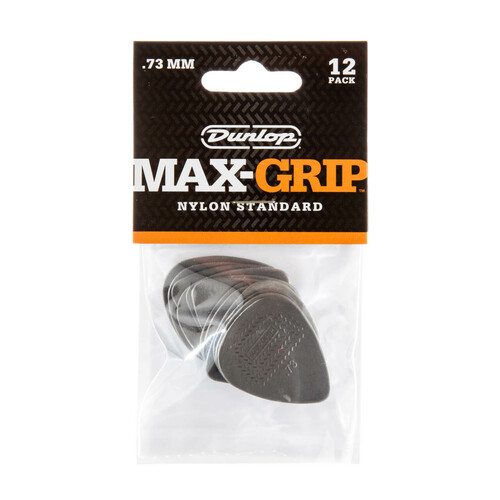 JIM DUNLOP PLECTRUMS 0.73mm Nylon Greys Max-Grip Players 12 Pack Picks