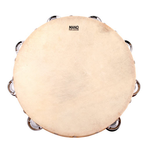 MANO ED624 10 INCH TAMBOURINE 16 PAIRS JINGLES CALF SKIN