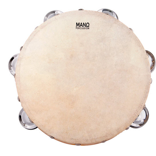 MANO ED623 08 INCH TAMBOURINE 12 PAIRS JINGLES CALF SKIN