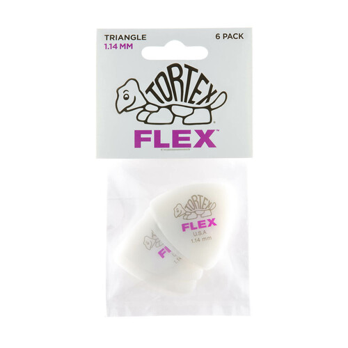 JIM DUNLOP PLECTRUMS 1.14mm Tortex Flex Triangles Players 6 Pack Picks