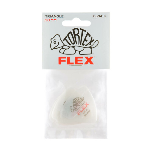 JIM DUNLOP PLECTRUMS 0.50mm Tortex Flex Triangles Players 6 Pack Picks