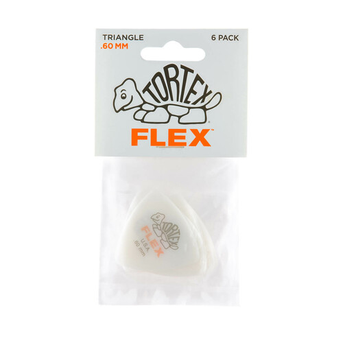 JIM DUNLOP PLECTRUMS 0.60mm Tortex Flex Triangles Players 6 Pack Picks