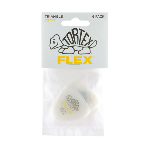 JIM DUNLOP PLECTRUMS 0.73mm Tortex Flex Triangles Players 6 Pack Picks