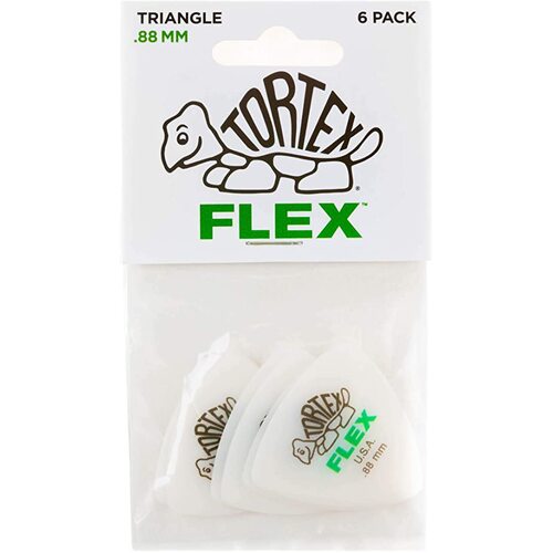 JIM DUNLOP PLECTRUMS 0.88mm Tortex Flex Triangles Players 6 Pack Picks