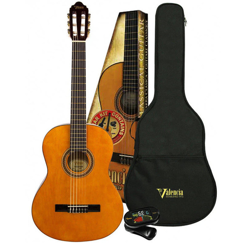 VALENCIA VC102K 1/2 SIZE CLASSICAL GTR PACK INCLUDES BAG/TUNER/UPLAY GUIDE NATURAL