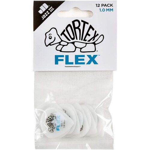 JIM DUNLOP PLECTRUMS 1.00mm Tortex Flex Jazz III Players 12 Pack Picks