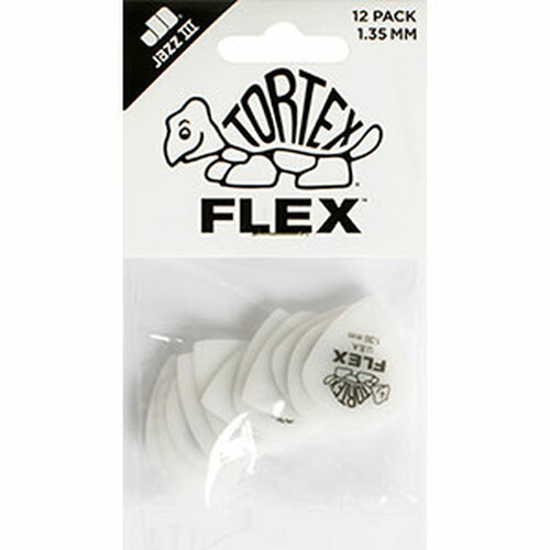 JIM DUNLOP PLECTRUMS 1.35mm Tortex Flex Jazz III Players 12 Pack Picks