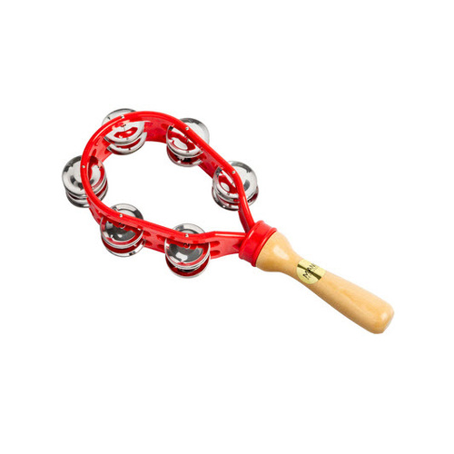 MANO EDP06R OVAL TAMBOURINE 14 PAIRS OF JINGLES WITH HANDLE RED