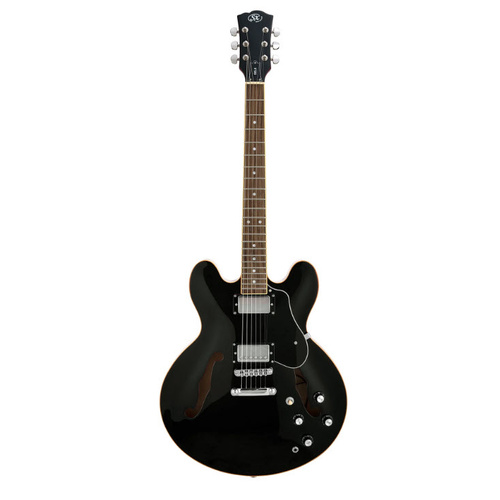 SX SEL6BK 335 STYLE SEMI HOLLOW ELECTRIC GTR H-H PICKUPS IN BLACK