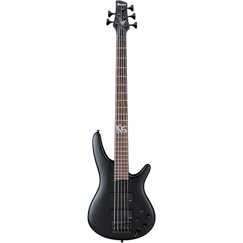 IBANEZ SIGNATURE FIELDY K5 5 String Electric Bass Guitar in Black Flat