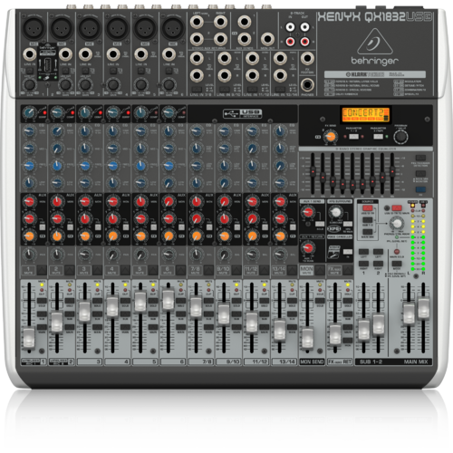 BEHRINGER XENYX QX1832USB 18 Channel 3/2-Bus Mixer with XENYX Mic Preamps & Compressors, Multi-FX Processor (6 x XLR)