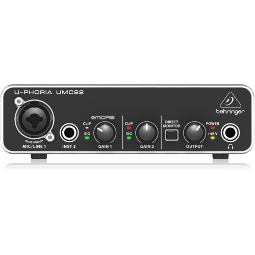 BEHRINGER U-PHORIA UMC22 USB Audio Interface for Mics and Instruments