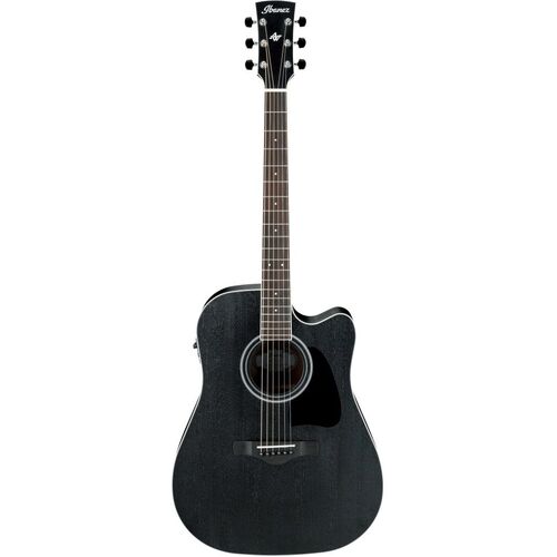 IBANEZ ARTWOOD AW84CE 6 String Acoustic/Electric Cutaway Guitar in Weathered Black Open Pore