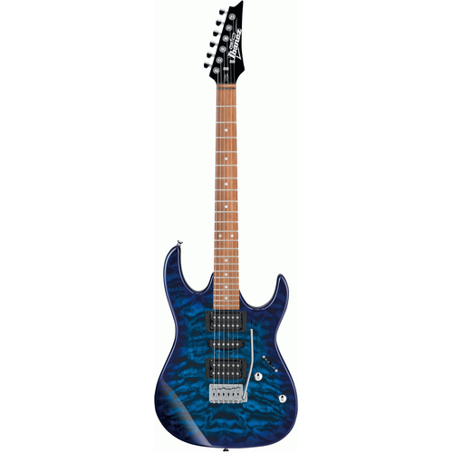 IBANEZ GIO RX70QA 6 String Electric Guitar in Transparent Blue Burst