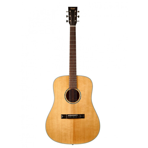 TASMAN TA100 Dreadnought Acoustic Guitar, Solid Spruce Top in Natural with Case