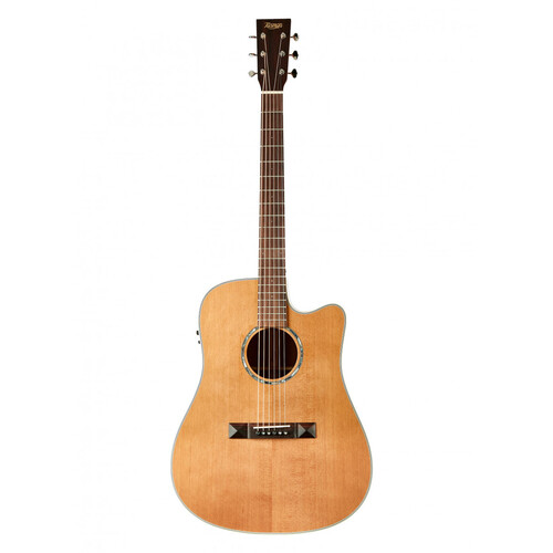 TASMAN TA100-CE 6 String Acoustic/Electric Cutaway Guitar Solid Spruce Top in Natural with Case