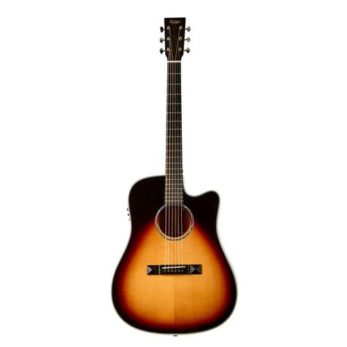 TASMAN TA300-CE 6 String Acoustic/Electric Cutaway Guitar, Solid Spruce Soundboard in Sunburst with Case