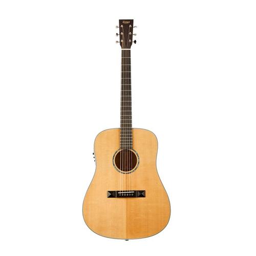 TASMAN TA300-E 6 String Dreadnought/Electric Guitar, Solid Spruce Soundboard in Natural with Case