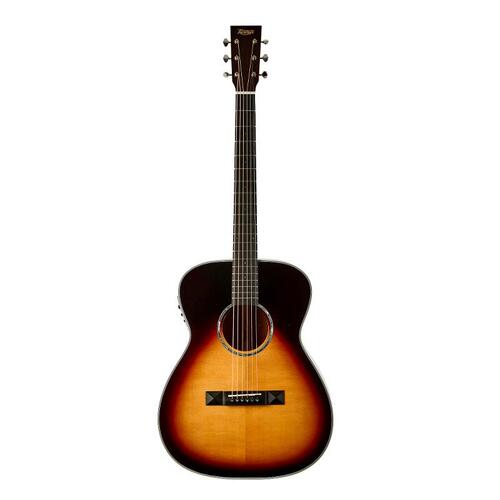 TASMAN TA300O-E OM 6 String Acoustic/Electric Guitar, Solid Spruce Soundboard in Sunburst with Case