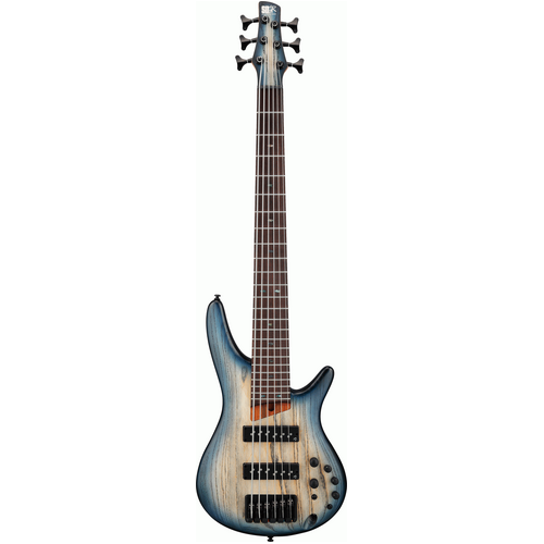 IBANEZ SR SR606E 6 String Electric Bass in Cosmic Blue Starburst Flat