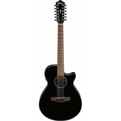 IBANEZ AEG AEG5012 12 String Acoustic/Electric Cutaway Guitar in Black High Gloss
