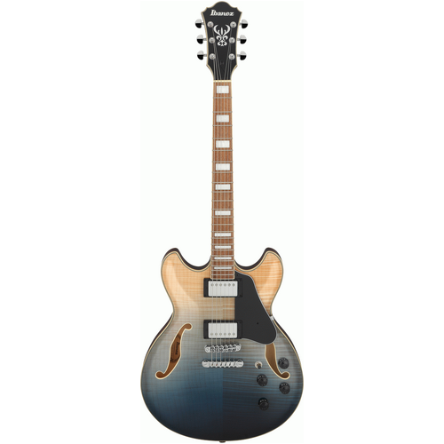 IBANEZ ARTCORE AS73 FM Hollow Body Electric Guitar in Transparent Indigo Fade