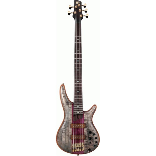 IBANEZ SR5CMDXBIL PREMIUM 5 String Electric Bass Guitar with Gig Bag in Black Ice Low Gloss