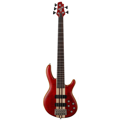 CORT A5 PLUS FMMH 5 String Electric Bass with Bartolini Pickups in Open Pore Black Cherry