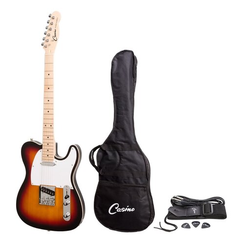 CASINO 6 String Tele Style Electric Guitar Set in Tobacco Sunburst CJD-TL-TSB
