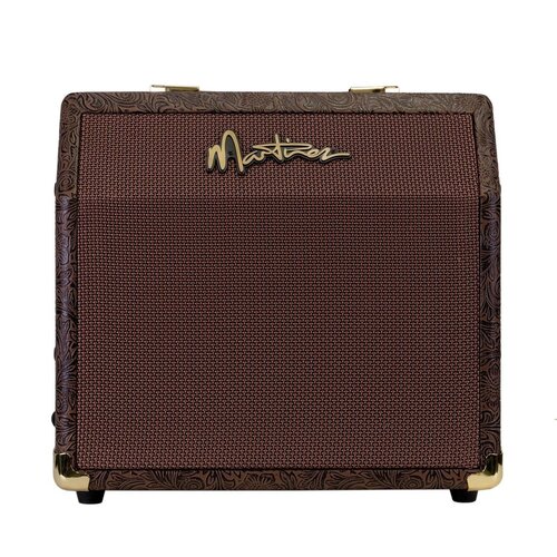 MARTINEZ 15 Watt Retro Style Acoustic Guitar with Chorus in Paisley Brown MAE-15C-FEV