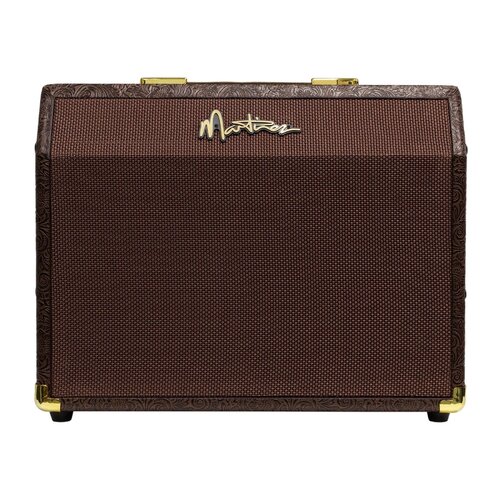 MARTINEZ 25 Watt Retro Style Acoustic Guitar with Reverb in Paisley Brown MAE-25R-FEV
