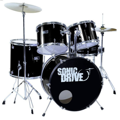 SONIC DRIVE SDJ-45-BLK 5 Piece Junior Drum Kit with 16 Inch Bass Drum in Black