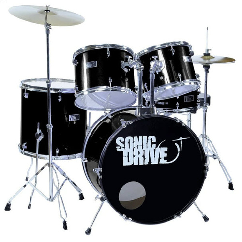 SONIC DRIVE SDJ-45 MIDDY 5 Piece Drum Kit in Black with 16 Inch Bass Drum