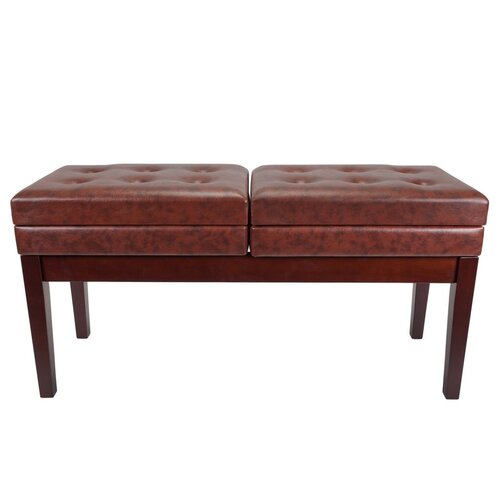 CROWN Duet Piano Stool Deluxe Height Adjustable with Storage Compartments in Walnut