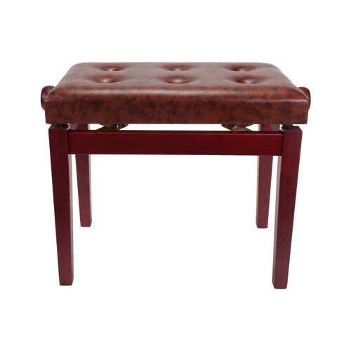 CROWN Piano Stool Tufted Height Adjustable in Mahogany