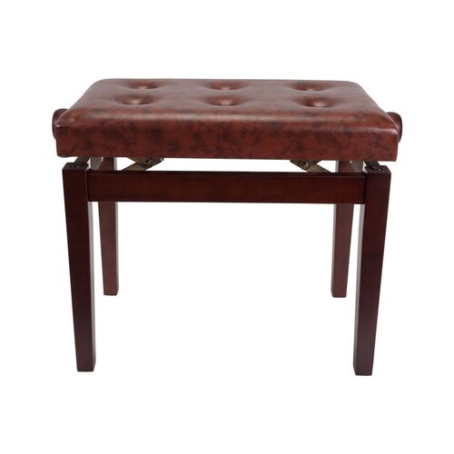 CROWN Piano Stool Tufted Height Adjustable in Walnut