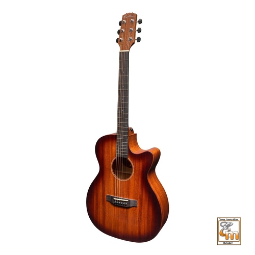 MARTINEZ SOUTHERN STAR 6 6 String Small Body Acoustic/Electric Cutaway Guitar Solid Mahogany Top With Case