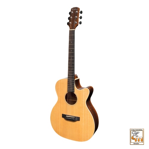 MARTINEZ SOUTHERN STAR 7 6 String Small Body Acoustic/Electric Cutaway Guitar Solid Spruce W/Case MFPC-7C-NGL