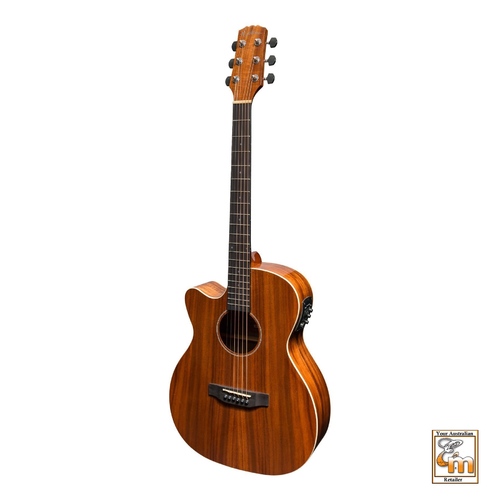 MARTINEZ SOUTHERN STAR 8 6 String Left Hand Small Body Acoustic/Electric Cutaway Guitar Solid Mahogany Top With Case